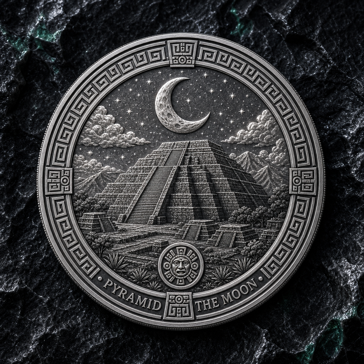Medallón plateado Pirámide de la Luna