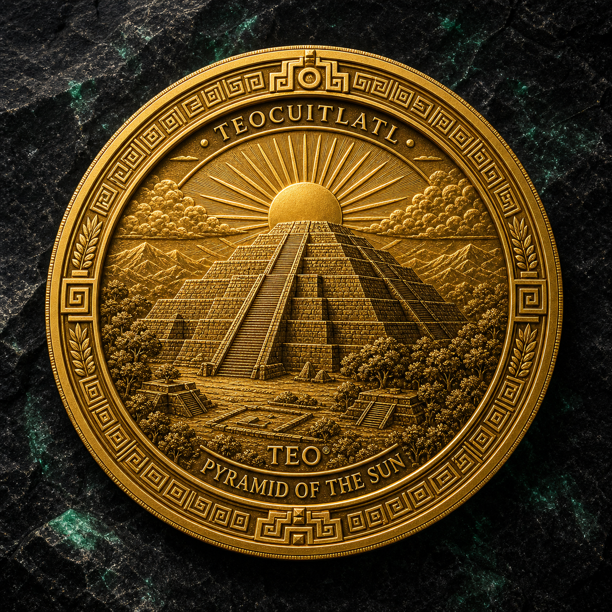 Medallón dorado Pirámide del Sol