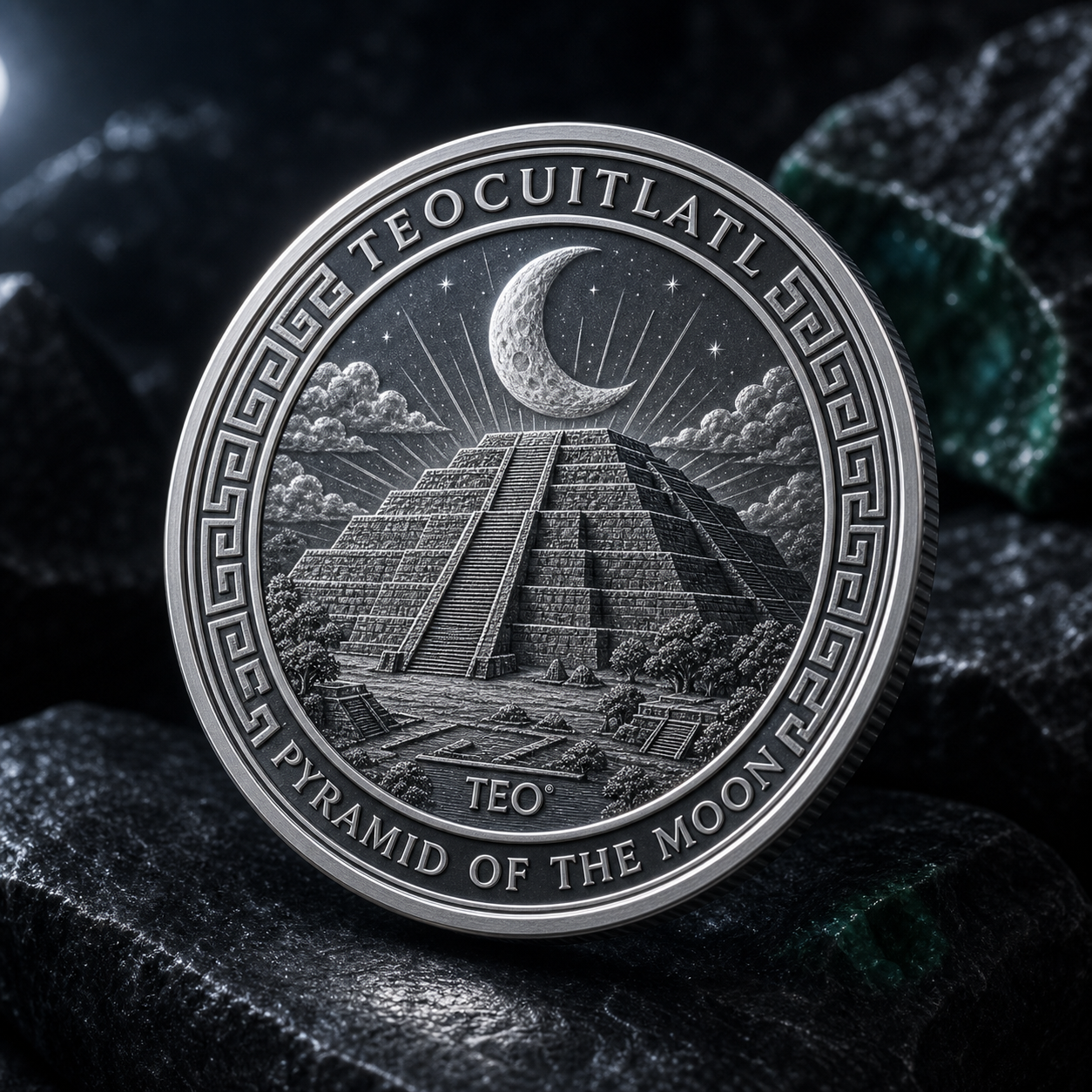 Silver Pyramid of the Moon medallion concept